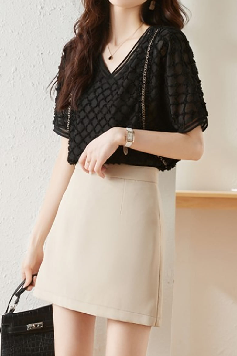Elegant V-Neck Chiffon Short Sleeve - liwisi