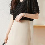 Elegant V-Neck Chiffon Short Sleeve - liwisi