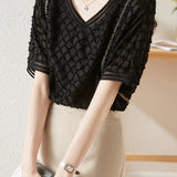 Elegant V-Neck Chiffon Short Sleeve - liwisi