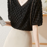 Elegant V-Neck Chiffon Short Sleeve - liwisi