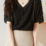 Elegant V-Neck Chiffon Short Sleeve - liwisi