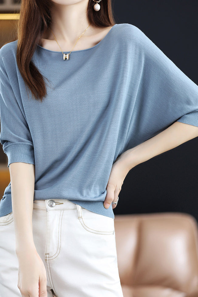 Casual Batwing Sleeve T-Shirt - liwisi