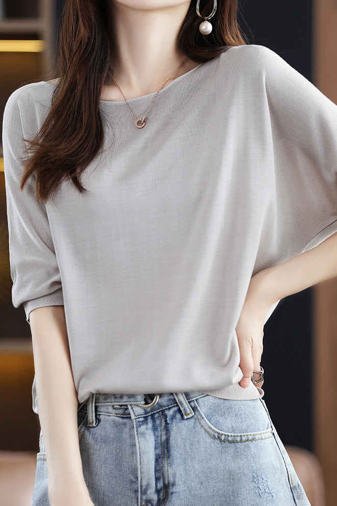 Casual Batwing Sleeve T-Shirt - liwisi