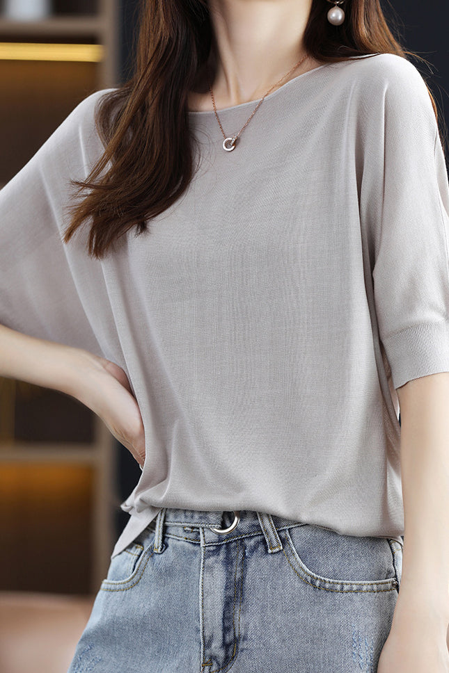 Casual Batwing Sleeve T-Shirt - liwisi