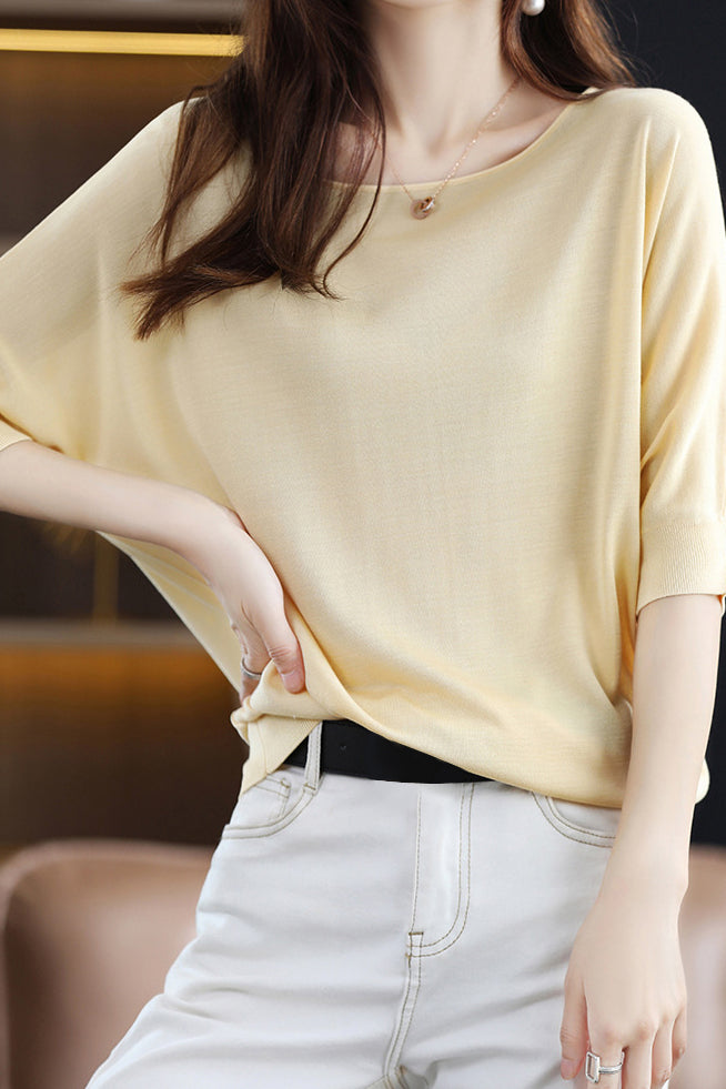 Casual Batwing Sleeve T-Shirt - liwisi