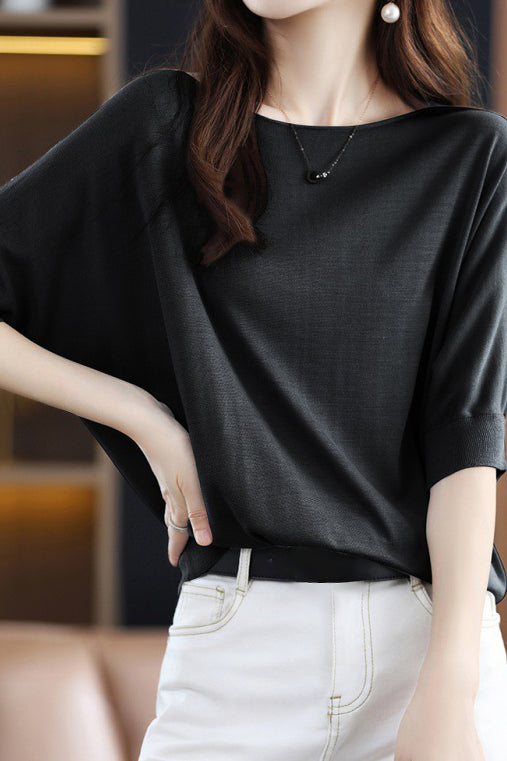 Casual Batwing Sleeve T-Shirt - liwisi