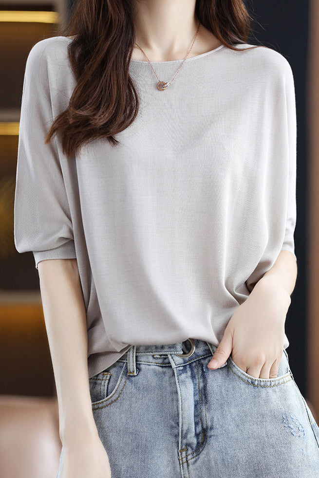 Casual Batwing Sleeve T-Shirt - liwisi