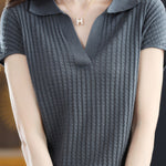 Solid Color Simple Short Sleeve Top - liwisi