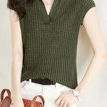 Solid Color Simple Short Sleeve Top - liwisi