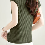 Solid Color Simple Short Sleeve Top - liwisi