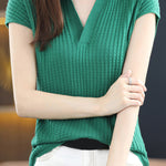 Solid Color Simple Short Sleeve Top - liwisi