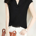 Solid Color Simple Short Sleeve Top - liwisi