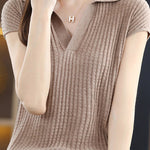 Solid Color Simple Short Sleeve Top - liwisi