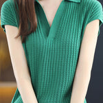 Solid Color Simple Short Sleeve Top - liwisi