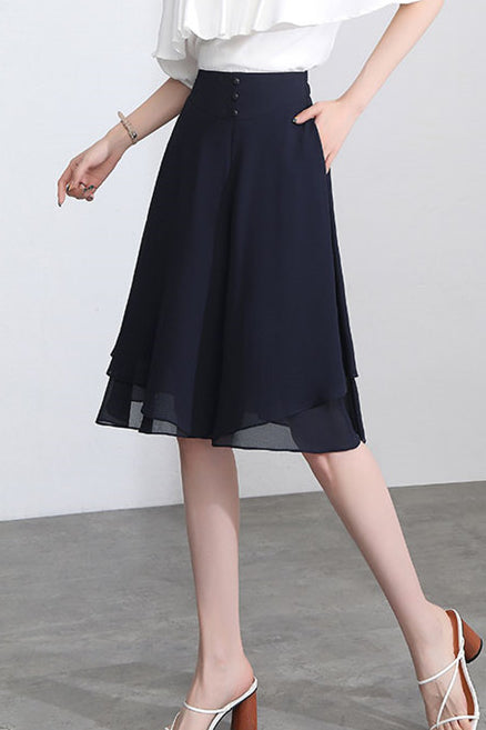Solid color chiffon pants - liwisi
