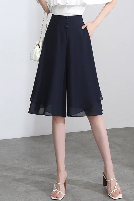 Solid color chiffon pants - liwisi