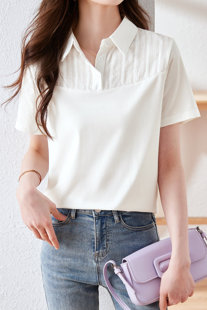 Casual textured patchwork top - liwisi