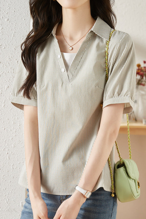 Simple striped T-shirt - liwisi