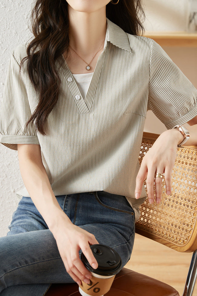 Simple striped T-shirt - liwisi