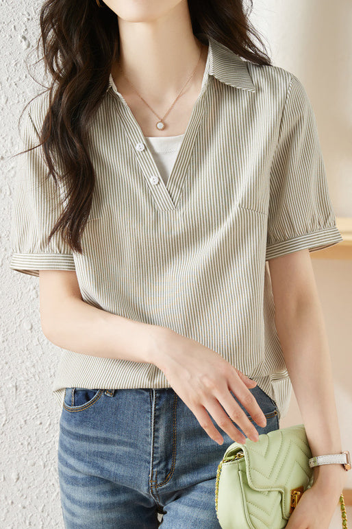 Simple striped T-shirt - liwisi