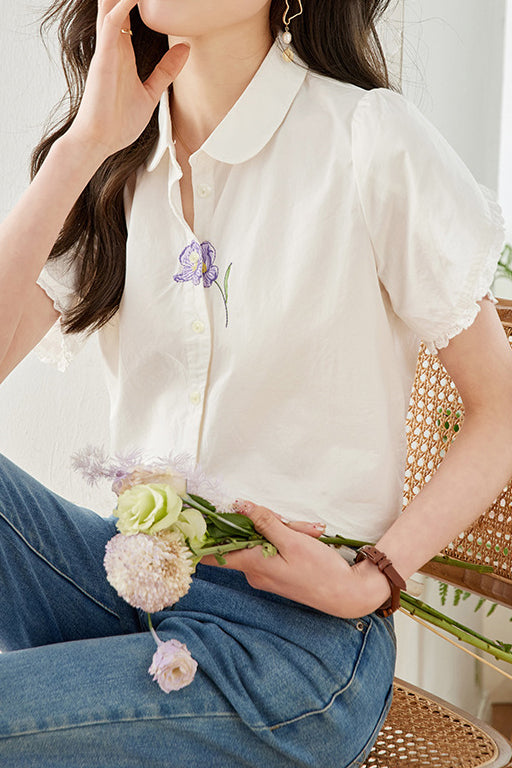 Elegant embroidered shirt - liwisi