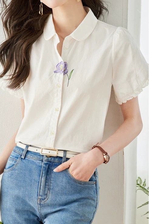 Elegant embroidered shirt - liwisi