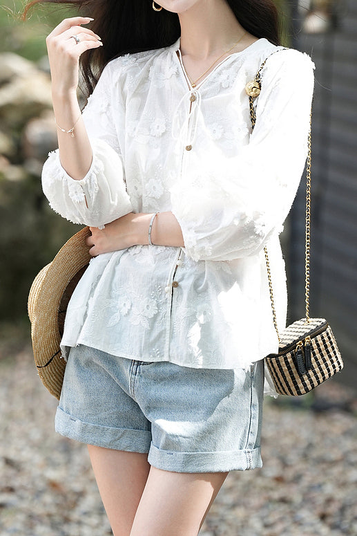 Three-dimensional embroidered T-shirt - liwisi