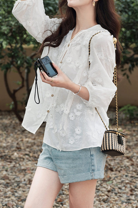 Three-dimensional embroidered T-shirt - liwisi