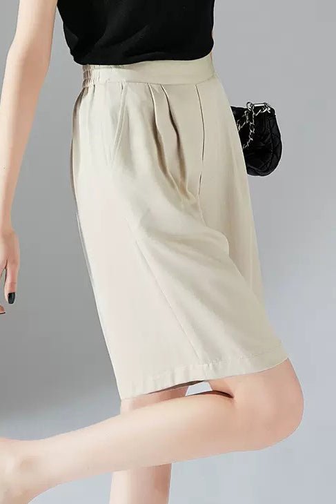 Solid color casual shorts - liwisi