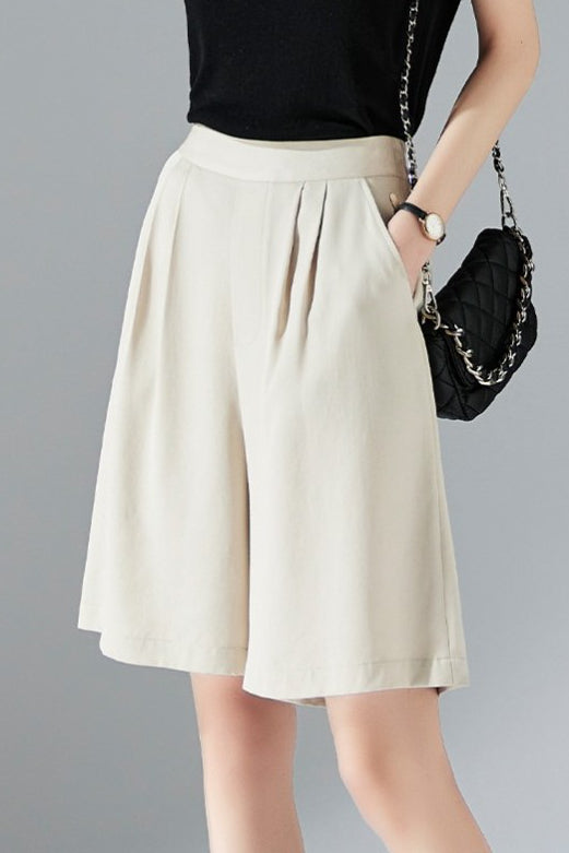 Solid color casual shorts - liwisi