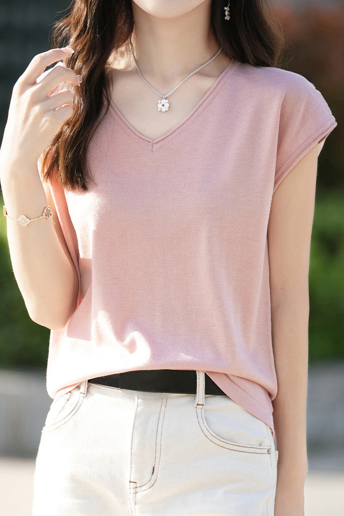Minimalist Solid Color Knit Top - liwisi