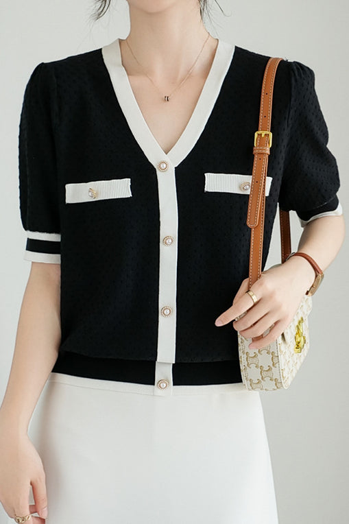 Simple Color-Block Knit Top - liwisi
