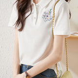 Fashionable Embroidered T-Shirt - liwisi