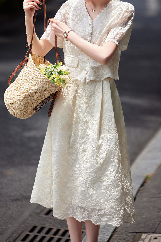 Elegant Embroidered Skirt Set - liwisi