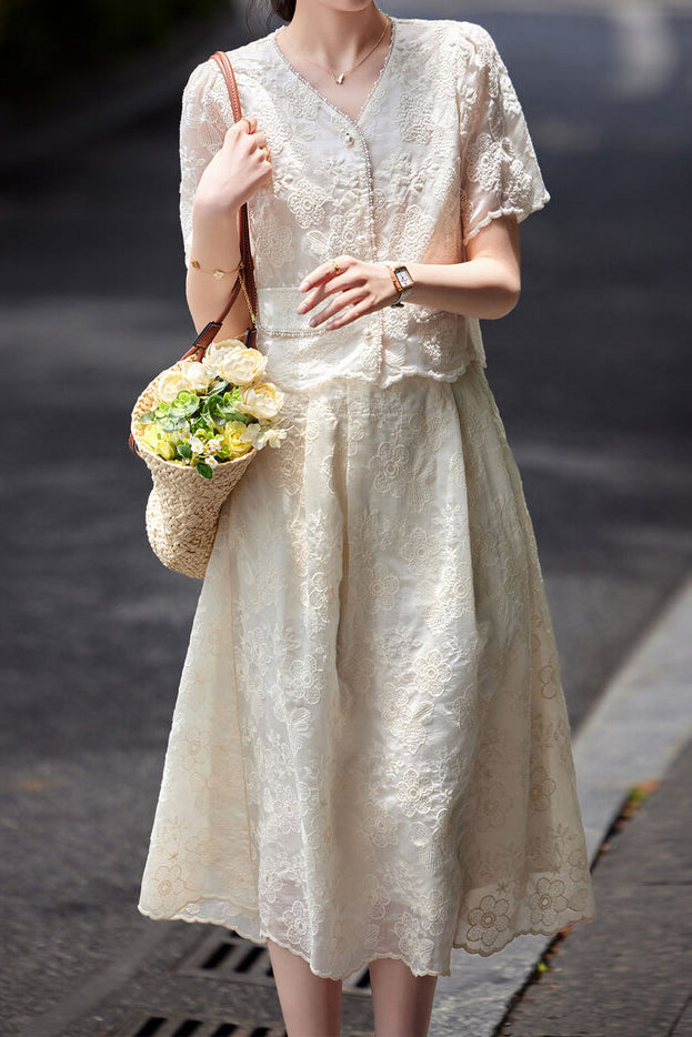 Elegant Embroidered Skirt Set - liwisi