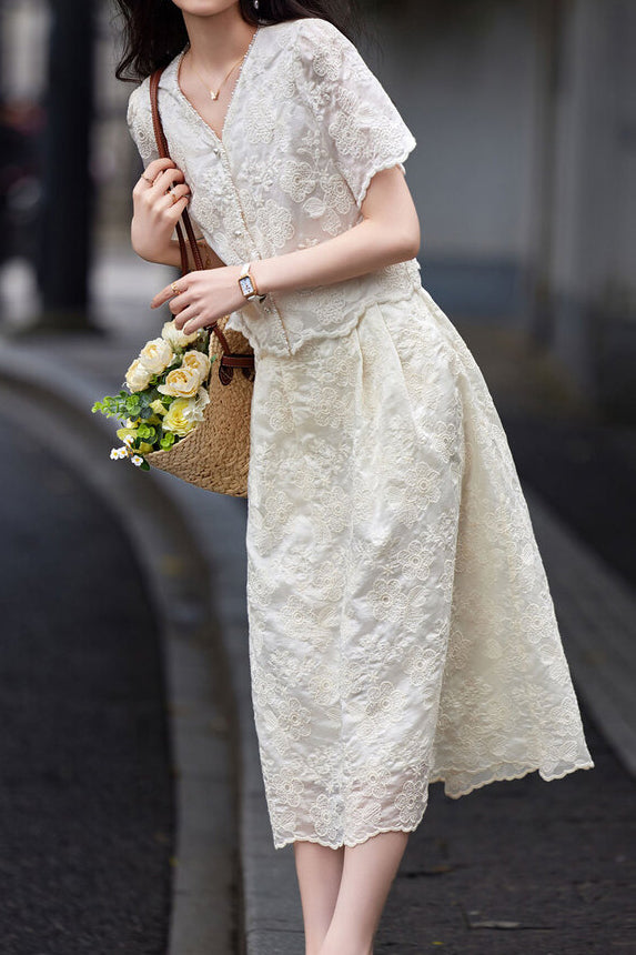 Elegant Embroidered Skirt Set - liwisi