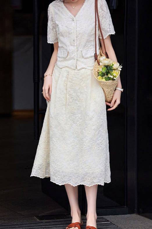 Elegant Embroidered Skirt Set - liwisi