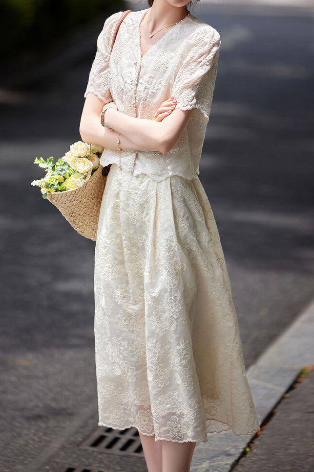 Elegant Embroidered Skirt Set - liwisi