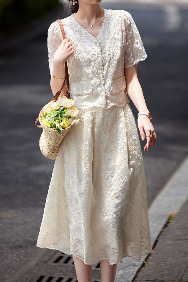 Elegant Embroidered Skirt Set - liwisi
