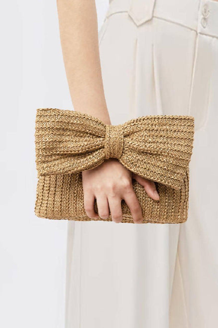 Bowknot Straw Tote Bag - liwisi