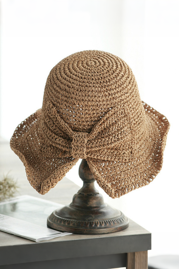 Bowknot Foldable Straw Hat - liwisi