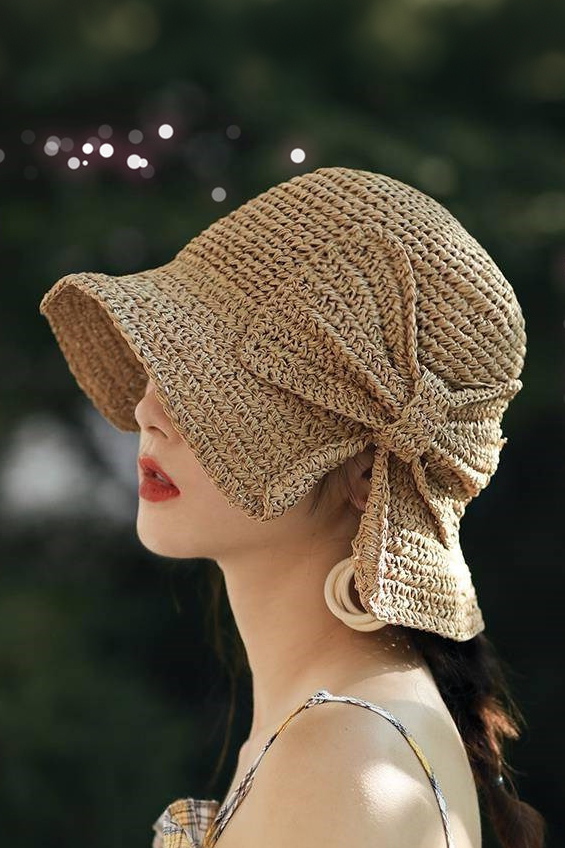 Bowknot Foldable Straw Hat - liwisi