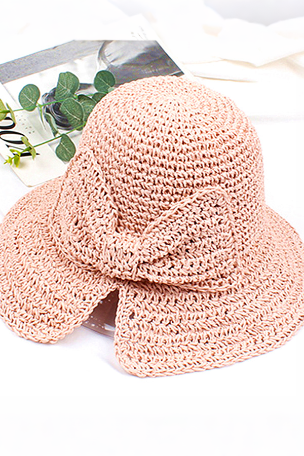 Bowknot Foldable Straw Hat - liwisi
