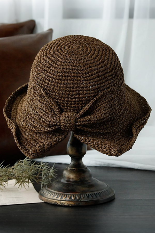 Bowknot Foldable Straw Hat - liwisi