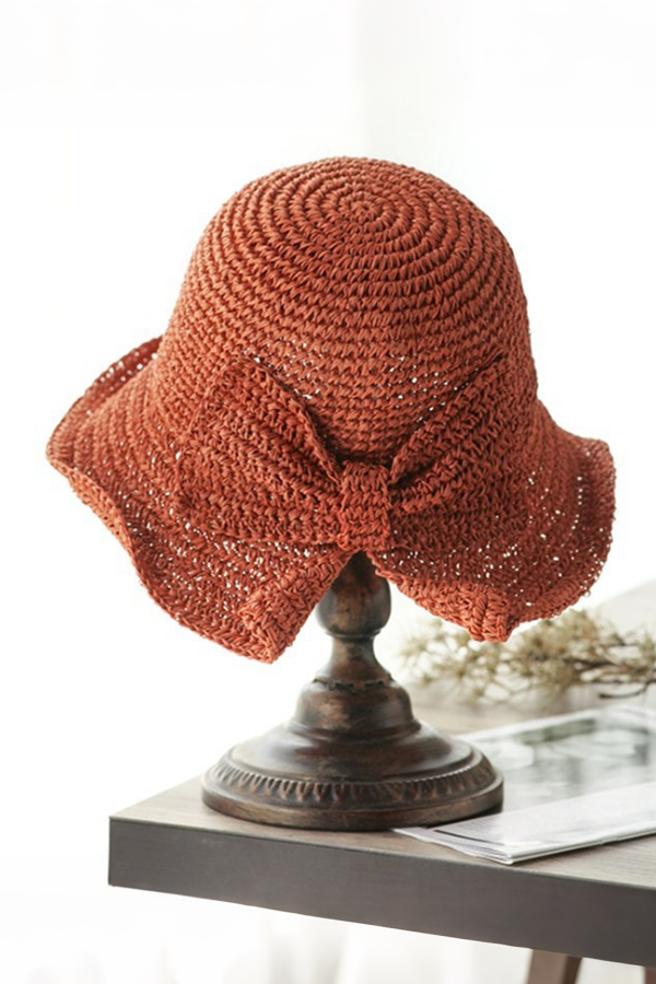 Bowknot Foldable Straw Hat - liwisi