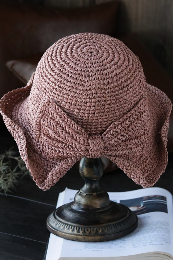 Bowknot Foldable Straw Hat - liwisi