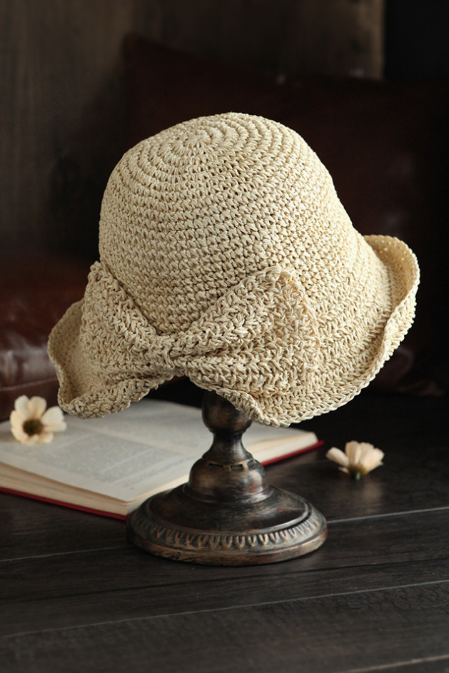Bowknot Foldable Straw Hat - liwisi