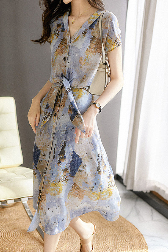 Printed Draped Dress - liwisi