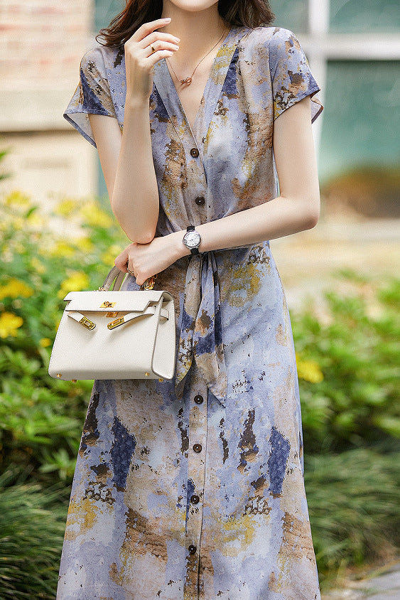Printed Draped Dress - liwisi