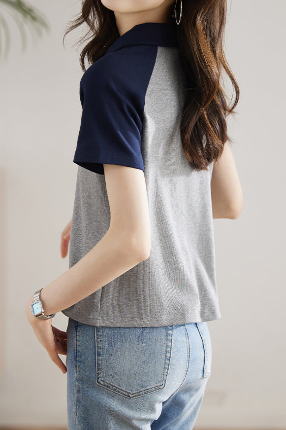 Minimalist Versatile Polo Collar Short Sleeve - liwisi